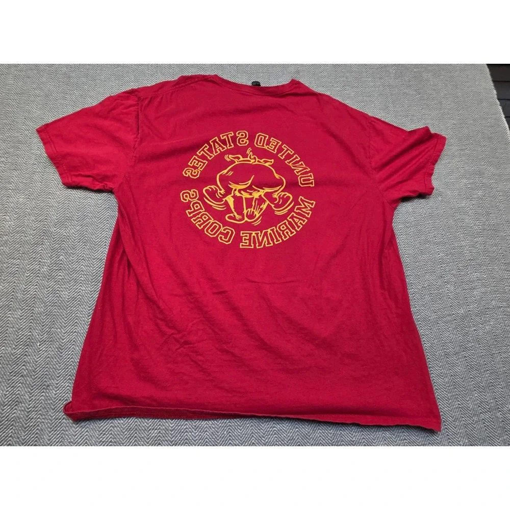 Gildan USMC United States Marine Corps Bulldog Graphic T-Shirt Red Mens 2XL